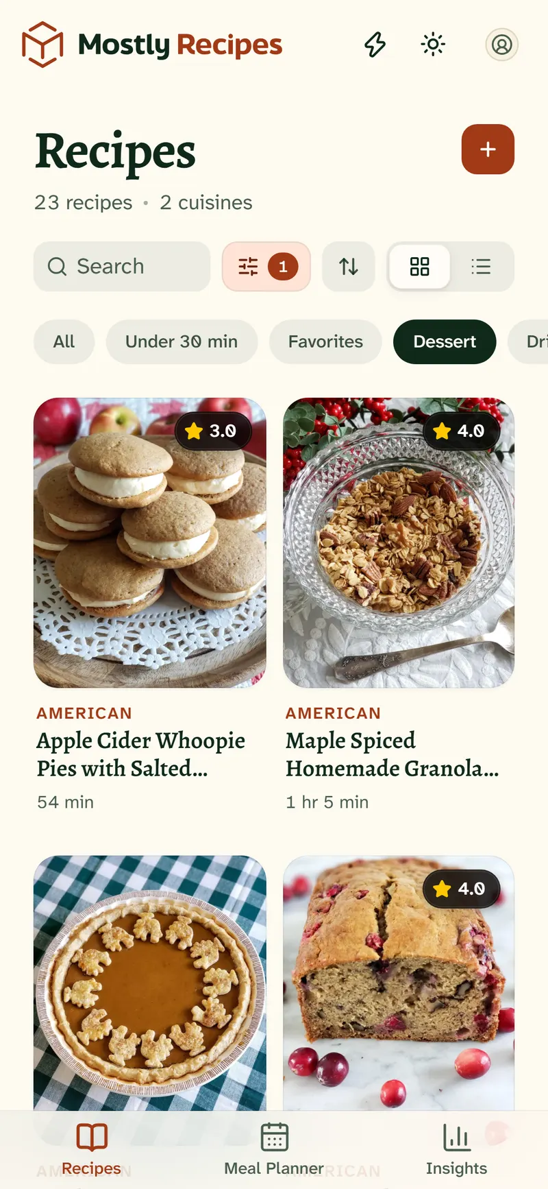 The same filtered library on a phone